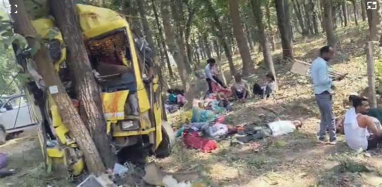 पेड़ से टकराई यात्री बस, मालिक और चालक की मौत, 24 यात्री घायल