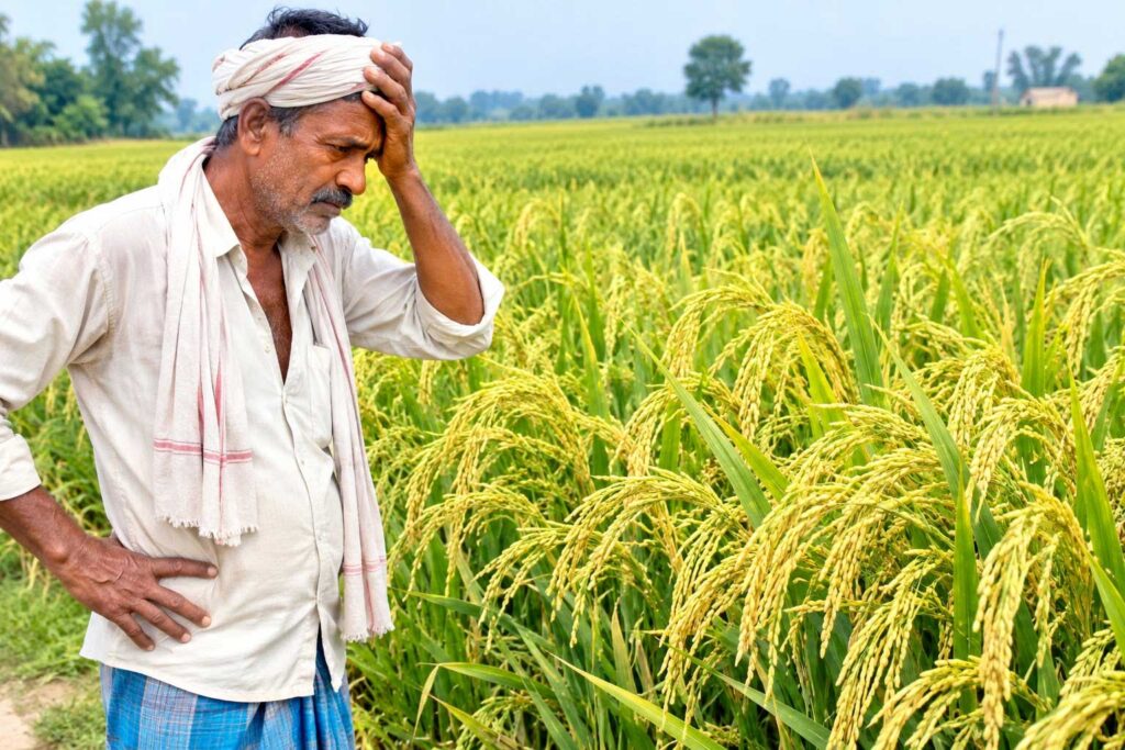 खेतों में लहलहा रही धान की फसल, लेकिन सरकारी रिकॉर्ड में दर्ज है शून्य! सैकड़ों किसानों के सामने धान बेचने का संकट